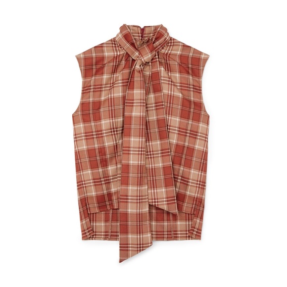 goop Fall Plaid Bow Blouse Size 10 New - Picture 6 of 7